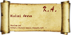 Kulai Anna névjegykártya